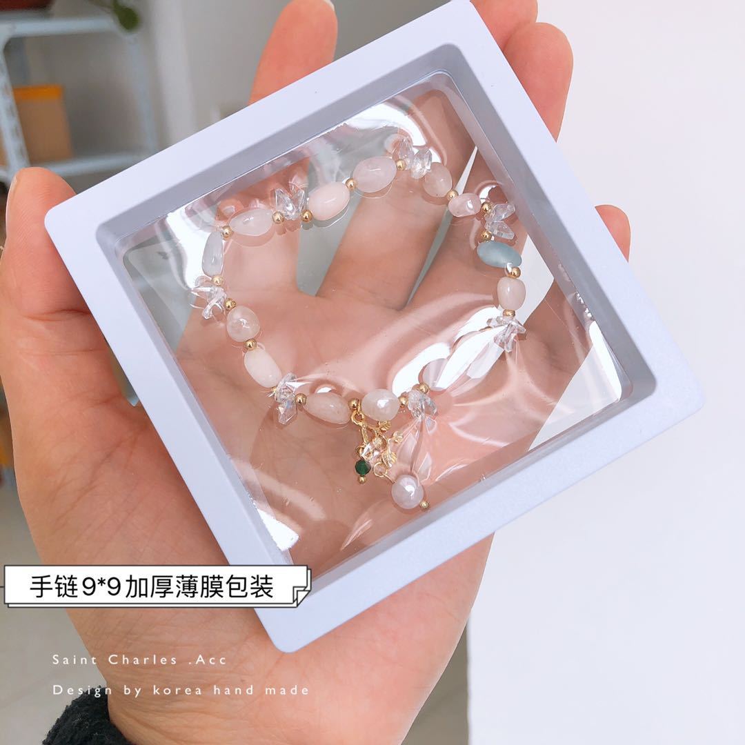PE Material Thickened Pearl Bracelet 9*9 Film Box Packaging Box Simple Anti-Oxidation Not Including Bracelet