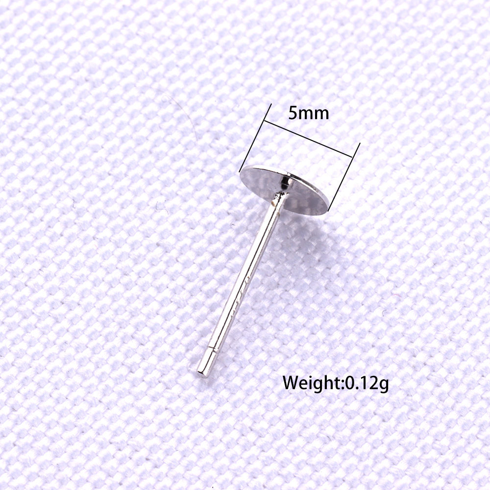S925 sterling silver flat head earring studs DIY handmade earring ear accessories pearl flat support flat bottom ear needle electroplated