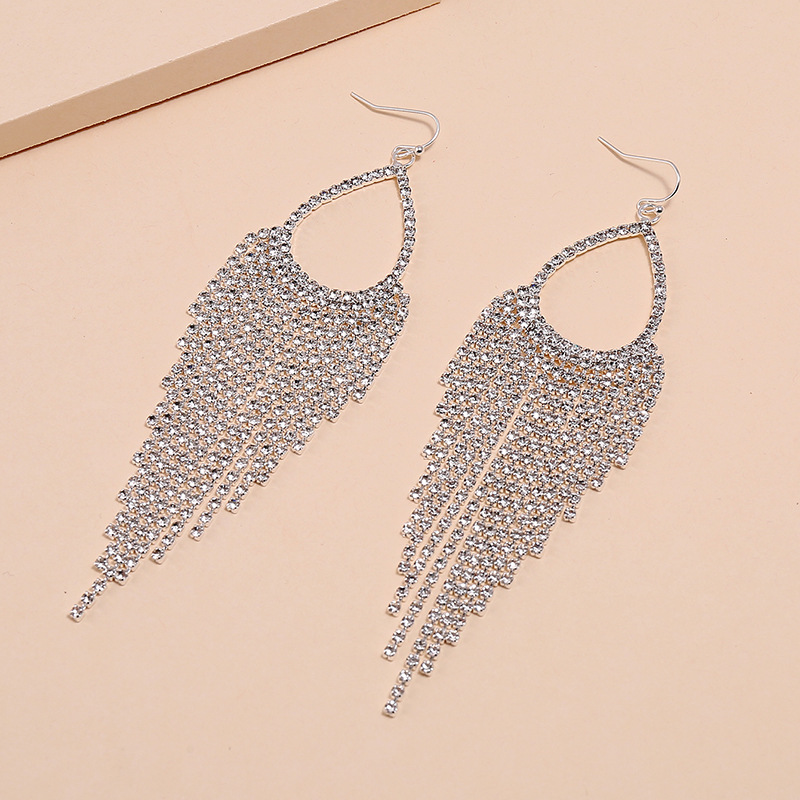 Accessories Women's Drop Earrings Tassel Rhinestone Claw Chain Full Diamond Earrings