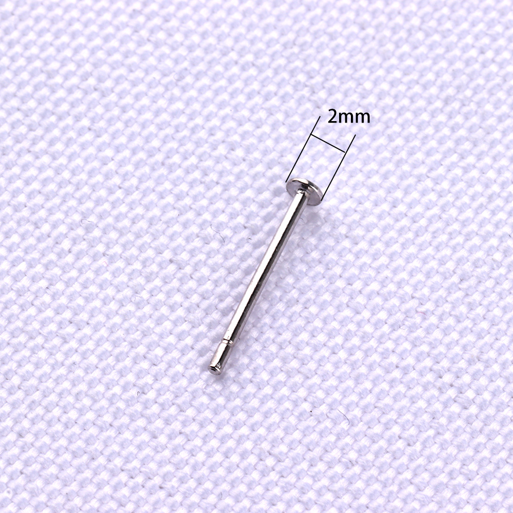 S925 sterling silver flat head earring studs DIY handmade earring ear accessories pearl flat support flat bottom ear needle electroplated