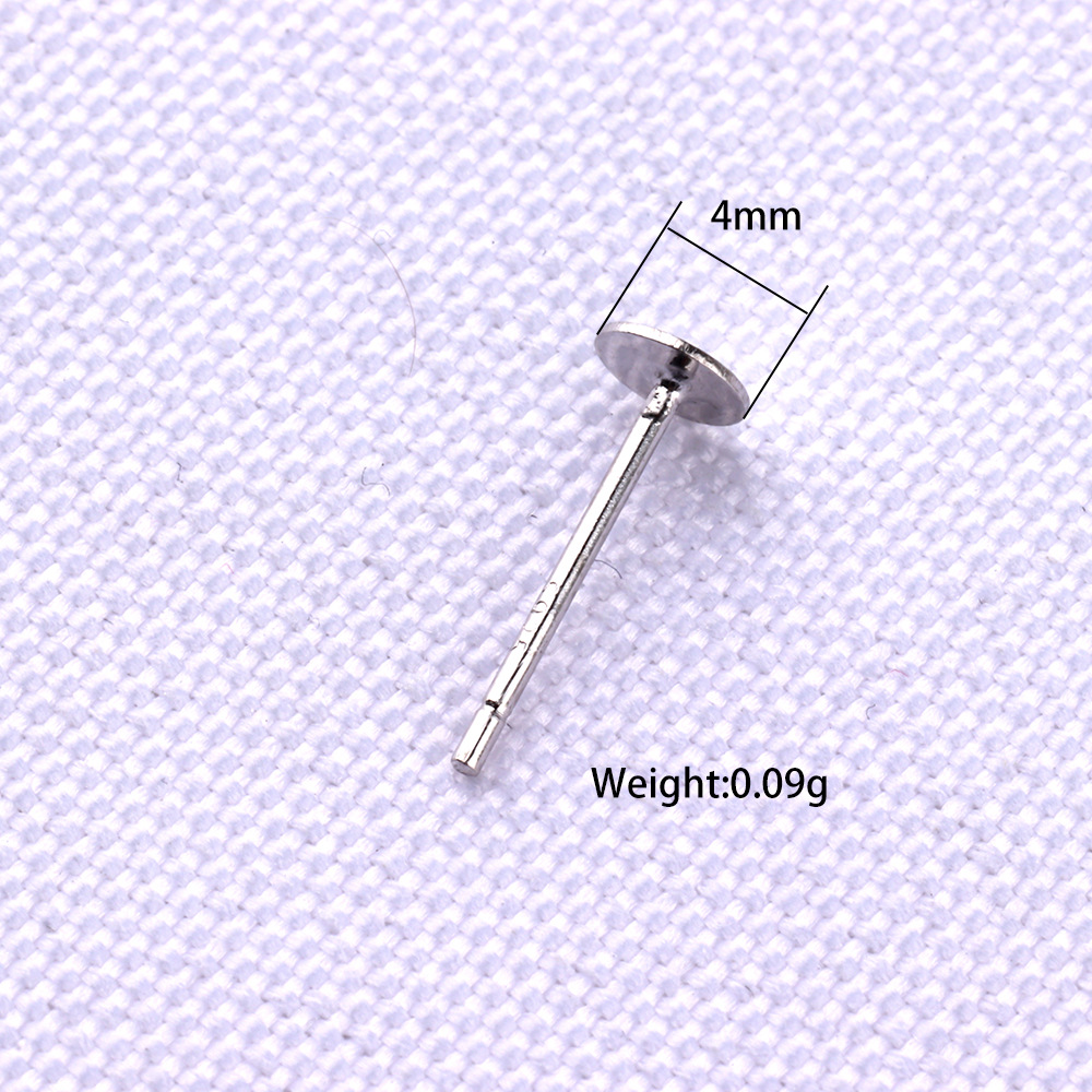 S925 sterling silver flat head earring studs DIY handmade earring ear accessories pearl flat support flat bottom ear needle electroplated