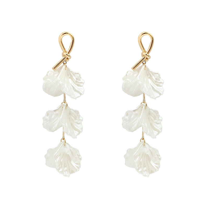 S925 Silver Needle Simple Long Shell Flower Earrings for Women Fresh Shell Flower Tassel Ear Accessories