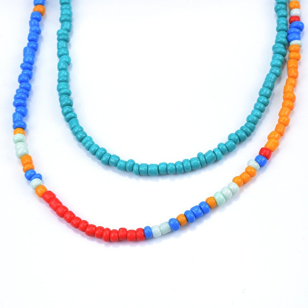 New product ZA Bohemian style handmade beaded flower necklace set seaside vacation style accessories