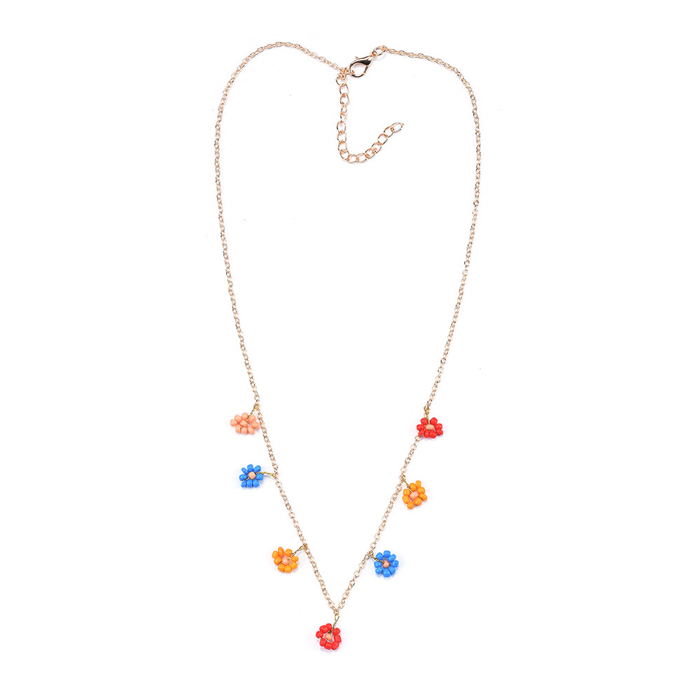 New product ZA Bohemian style handmade beaded flower necklace set seaside vacation style accessories