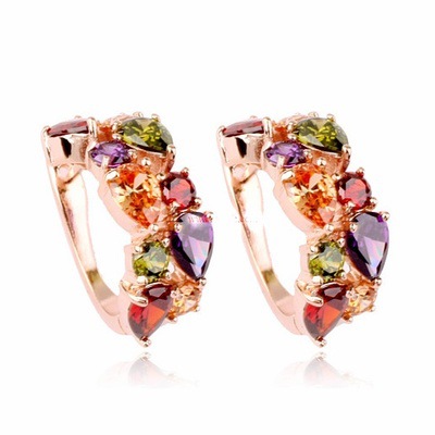 Colorful zirconia Mona Lisa series set, earrings, bracelet, necklace three-piece set, bridal wedding