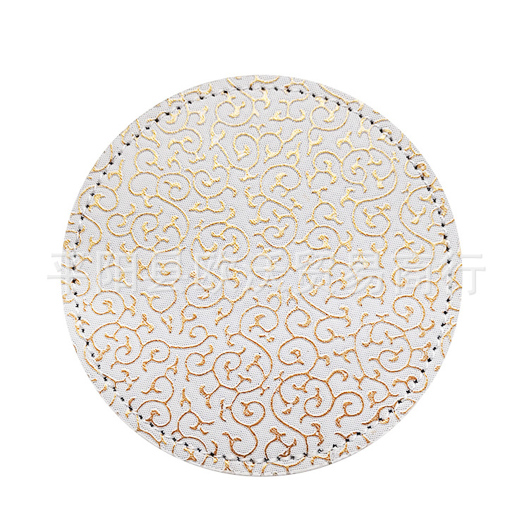 Thickened coaster 10CM high temperature resistant white round PU simple heat insulation pad leather coaster logo new