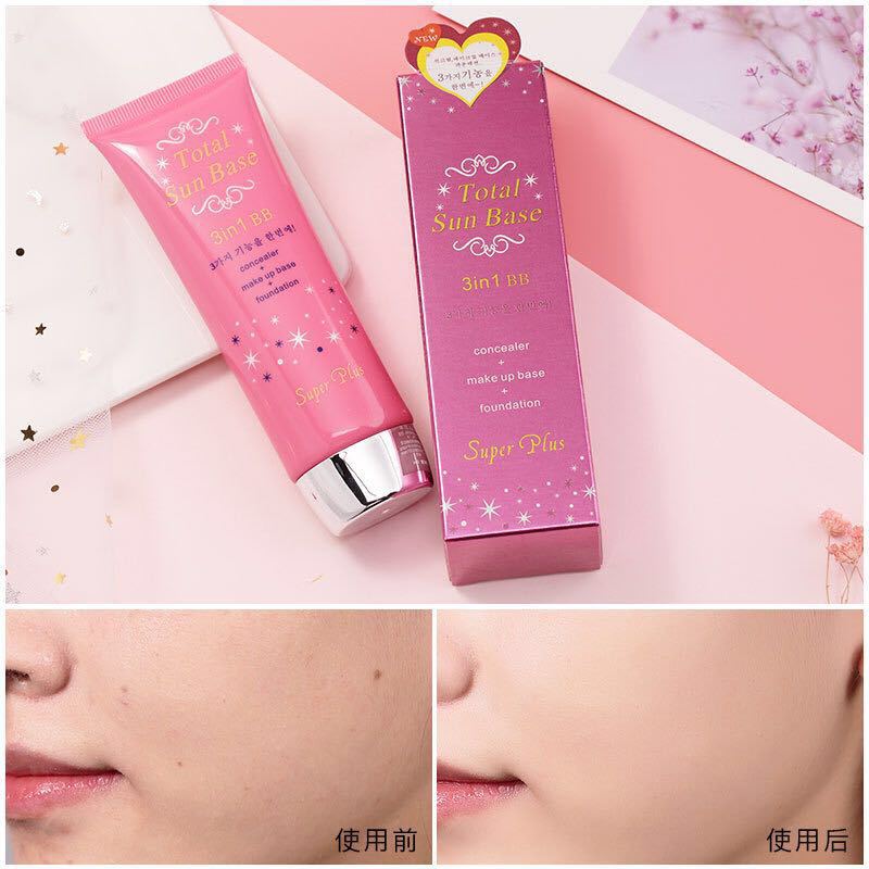 Meixian'er Multifunctional BB Cream Three-in-One Nude Makeup Moisturizing Skin Care Isolation Concealer Foundation Liquid Water Locking