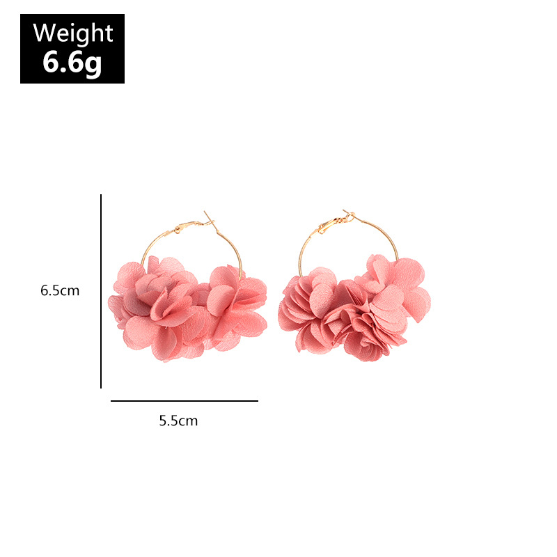 EZ2949 Accessory Sweet Geometric Cloth Flower Earrings Alloy Large Circle Earrings Drop Women
