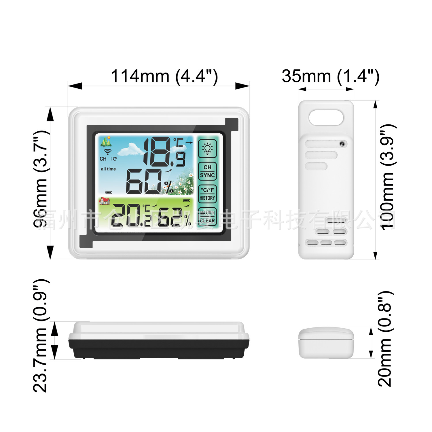 【Color Screen Weather Clock】New Indoor Outdoor Wireless Thermometer Hygrometer Large Screen Temperature Humidity Monitoring Weather Station