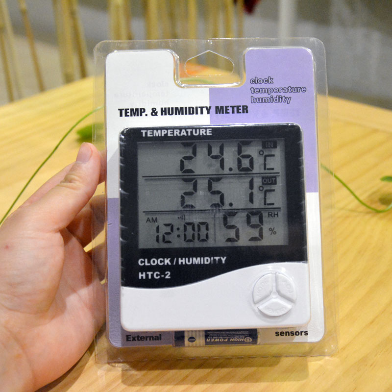 HTC-2 Thermometer Large Screen Digital Display Home Hygrometer Indoor Outdoor Dual Temperature Detection Electronic Thermo-hygrometer