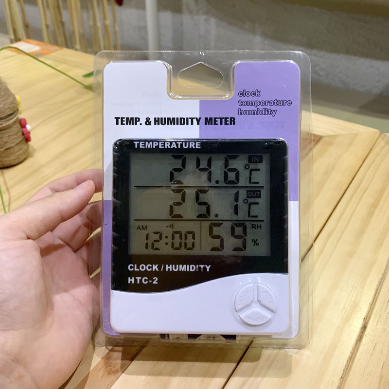 HTC-2 Indoor and Outdoor Thermometer Alarm Clock Home Dual Temperature Display with Probe Electronic Thermometer