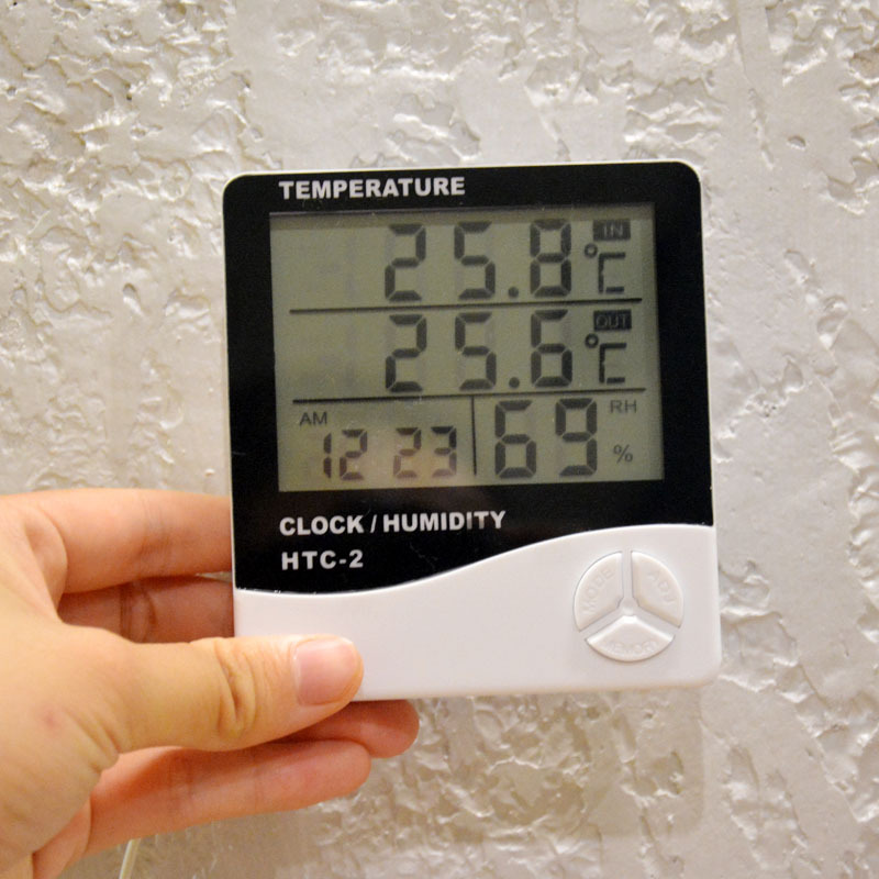 HTC-2 Indoor and Outdoor Thermometer Alarm Clock Home Dual Temperature Display with Probe Electronic Thermometer