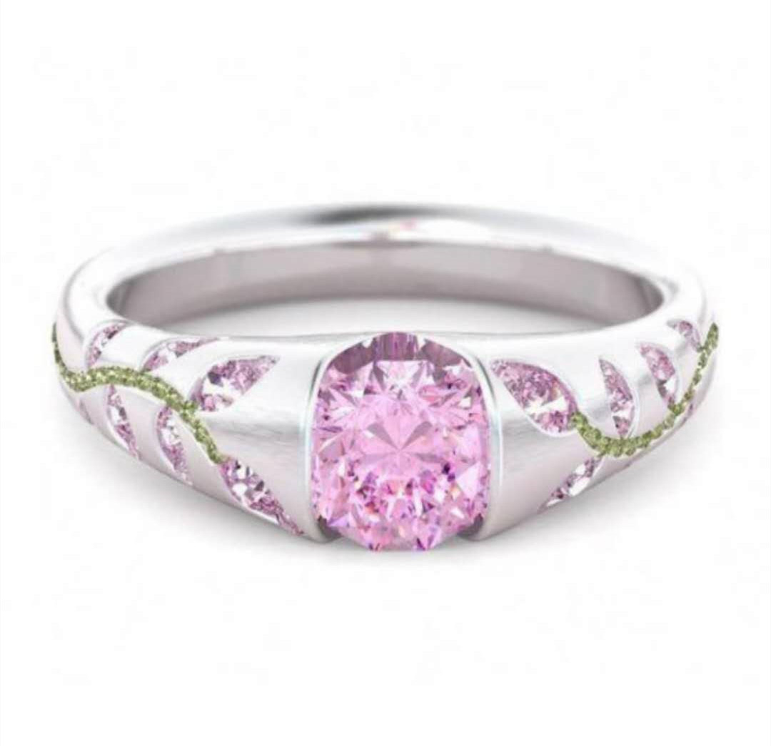 Independent Station Multicolor Exquisite Leaf Inlaid Gemstone Ring Exclusive Supply