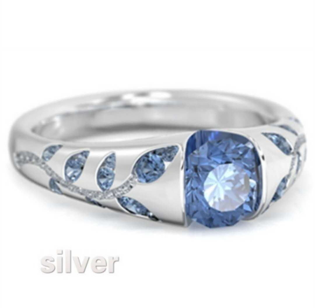 Independent Station Multicolor Exquisite Leaf Inlaid Gemstone Ring Exclusive Supply