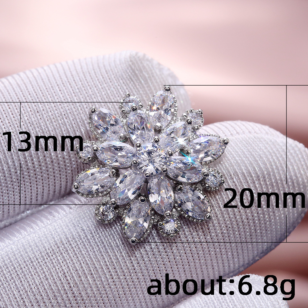 Cao Shi eBay New Luxurious Sunflower Double-Layer Zircon Women's Earrings Women's Copper Ear Accessories