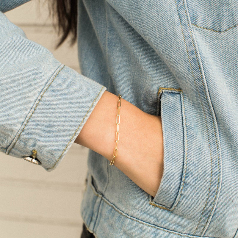 eManco Women's Bracelet Simple Chain Bracelet Stainless Steel Bracelet Gold Plated Hand Jewelry Distribution