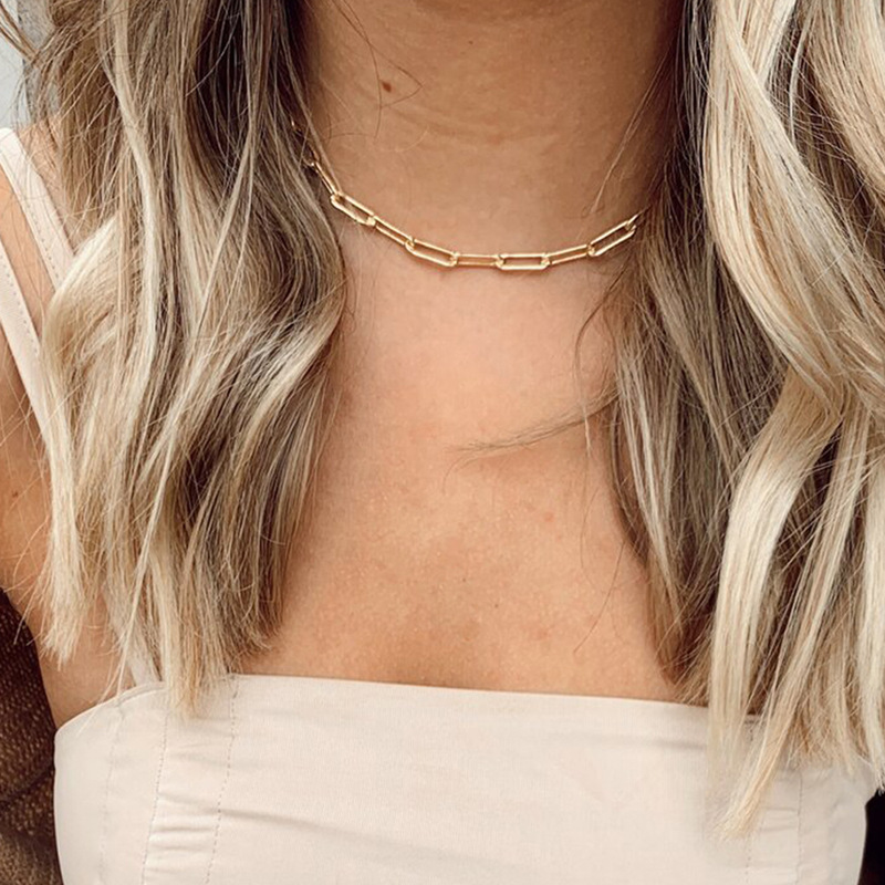 eManco Stainless Steel Necklace Simple Cross Chain Choker New Men Women Gold Plated Necklace Jewelry