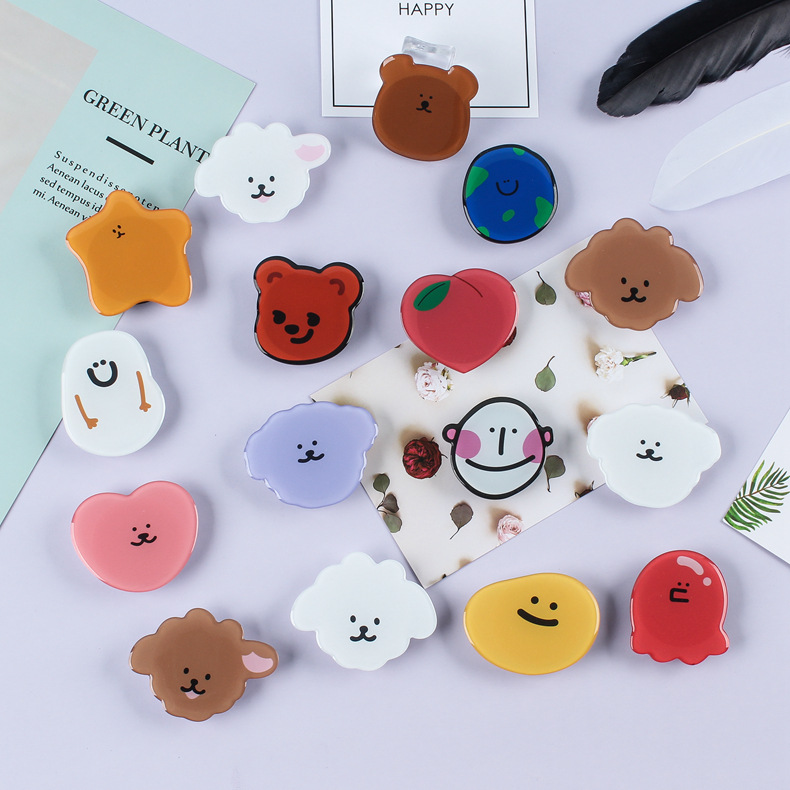 Cartoon drip glue lazy telescopic acrylic airbag phone stand can add logo digital cute