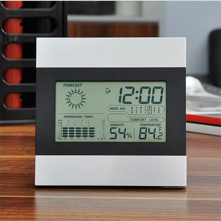 LCD indoor weather clock, thermometer, hygrometer, calendar clock, desktop silent snooze alarm clock, wall clock