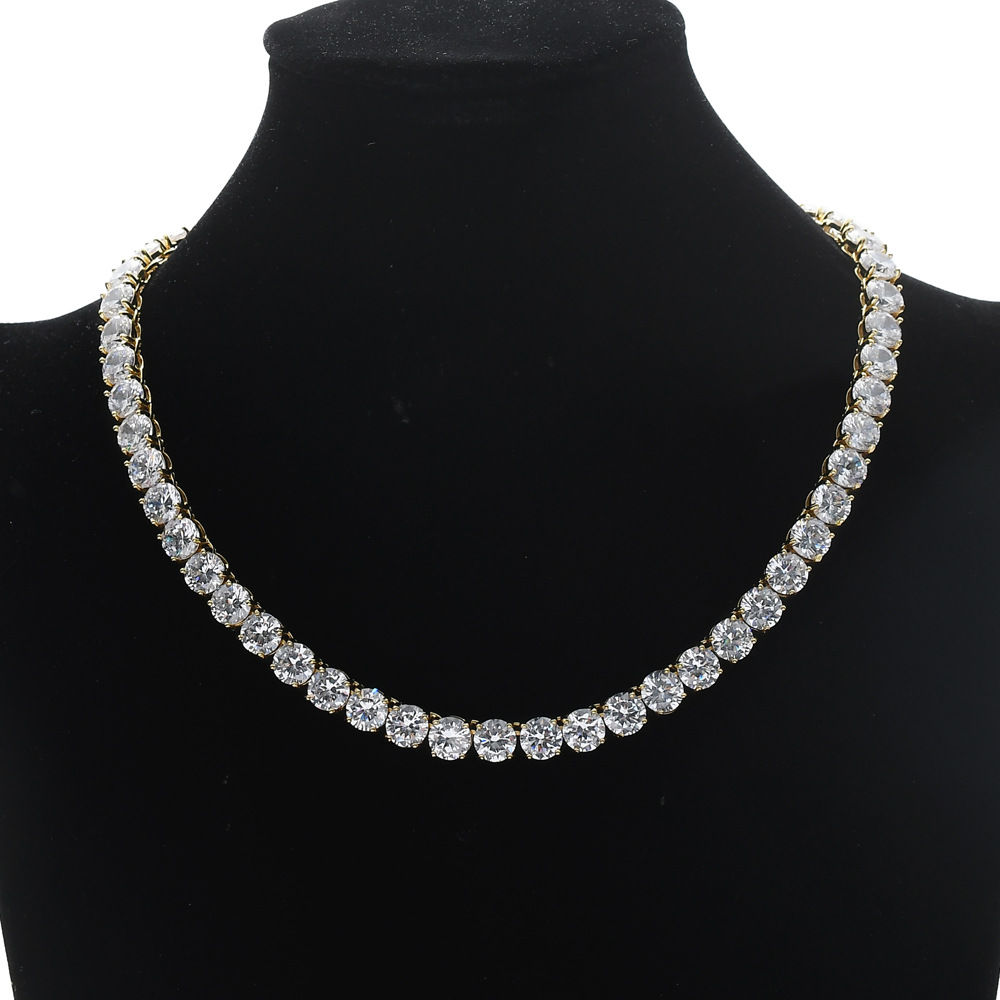 8mm tennis chain copper Tennis Chain copper micro-set zircon single row chain men's couple hip-hop necklace