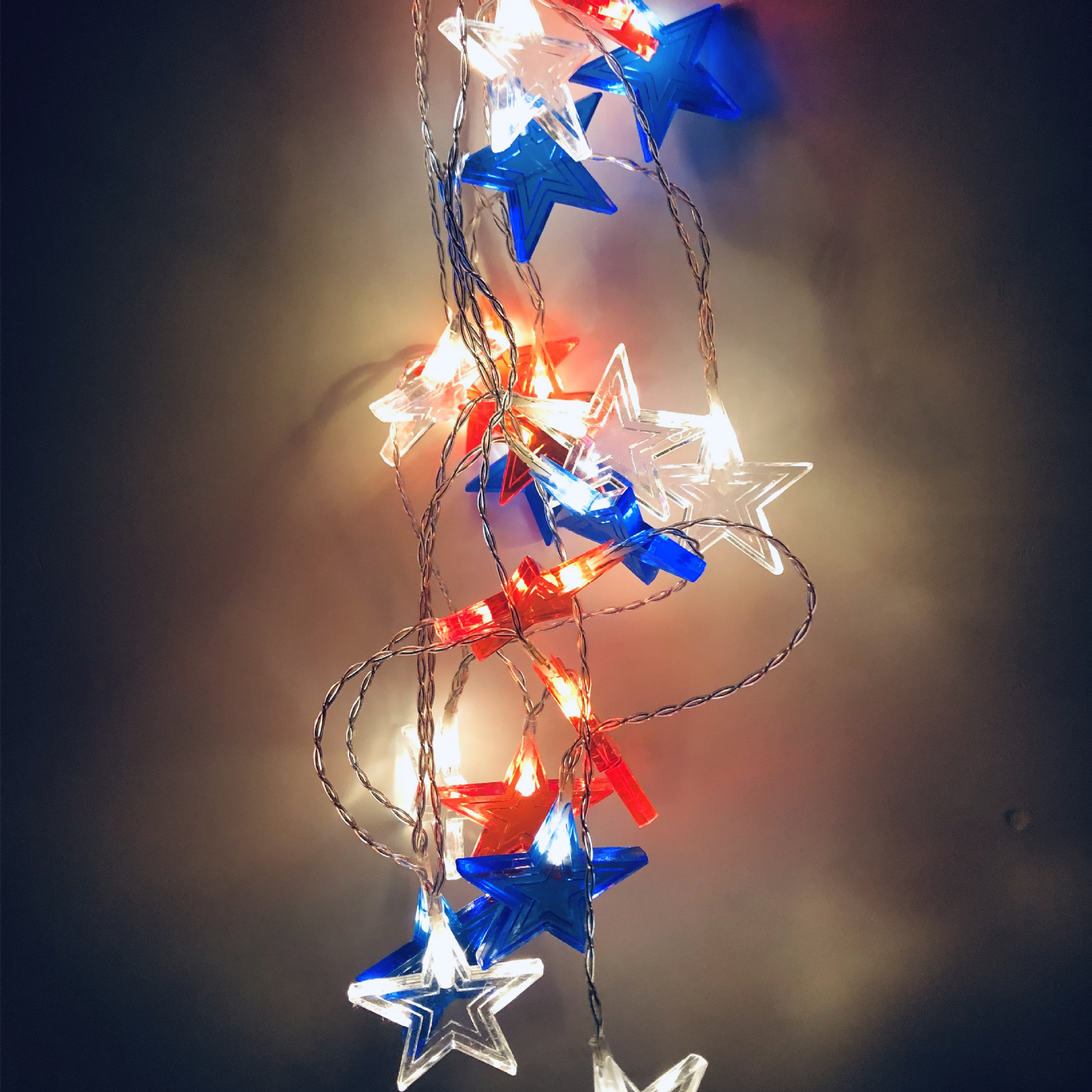 US Independence Day Light String LED Red White Blue Five-pointed Star Light String USB Courtyard Garden Room Decorative Lights