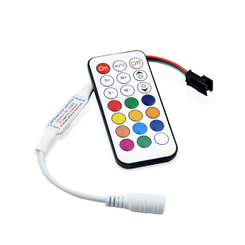 WS2811 full color LED strip controller WS2812B flowing light strip controller RF mini 21 key wireless remote control