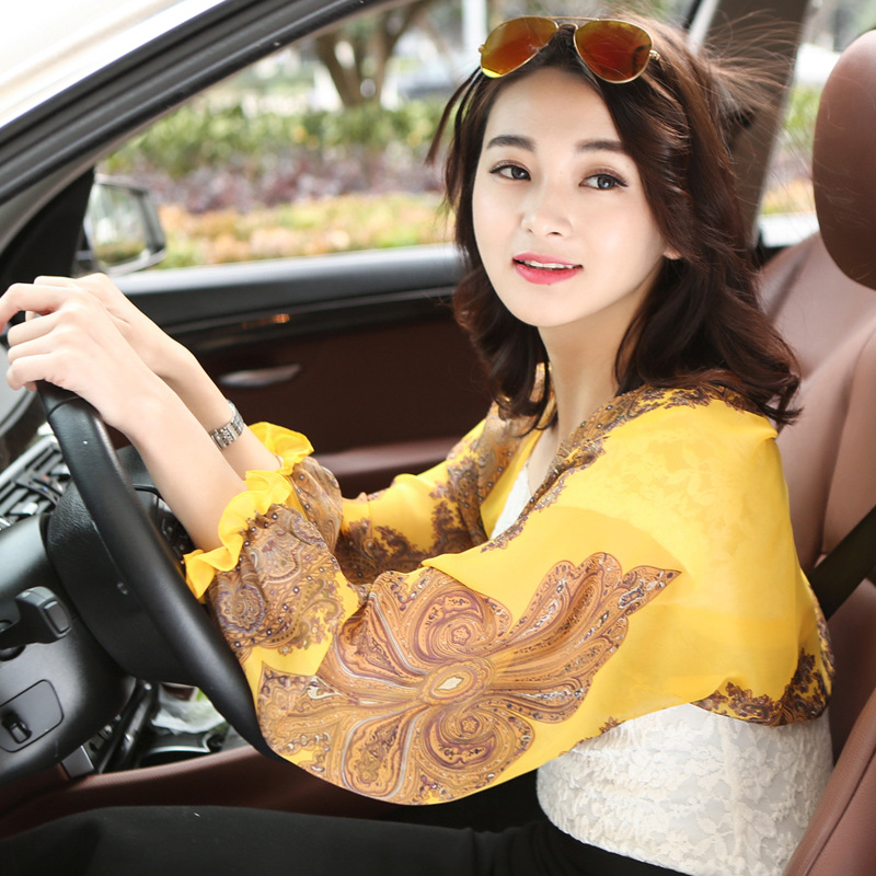 Summer New Multi-Use Chiffon Print Sun Protection Shawl Outdoor Cycling UV Protection Arm Sleeves