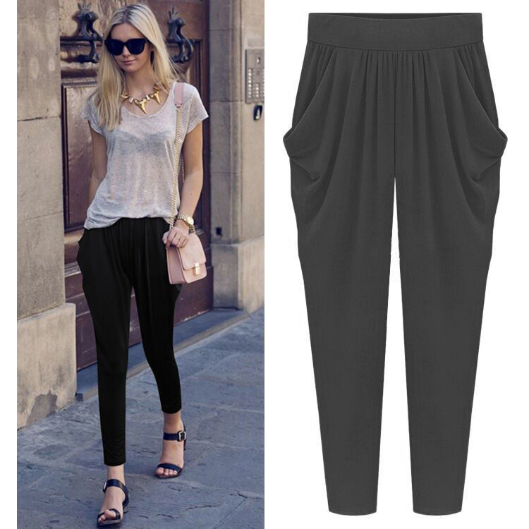 Plus size seven-tenths pants women summer fat mm pants thin 300 jin ice silk loose fat sister harem pants