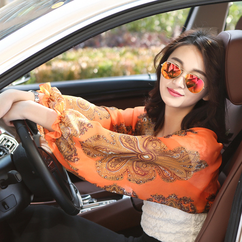 Summer New Multi-Use Chiffon Print Sun Protection Shawl Outdoor Cycling UV Protection Arm Sleeves