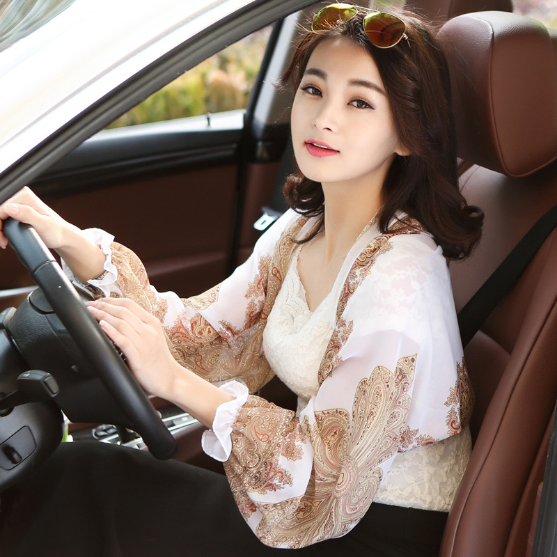 Summer New Multi-Use Chiffon Print Sun Protection Shawl Outdoor Cycling UV Protection Arm Sleeves