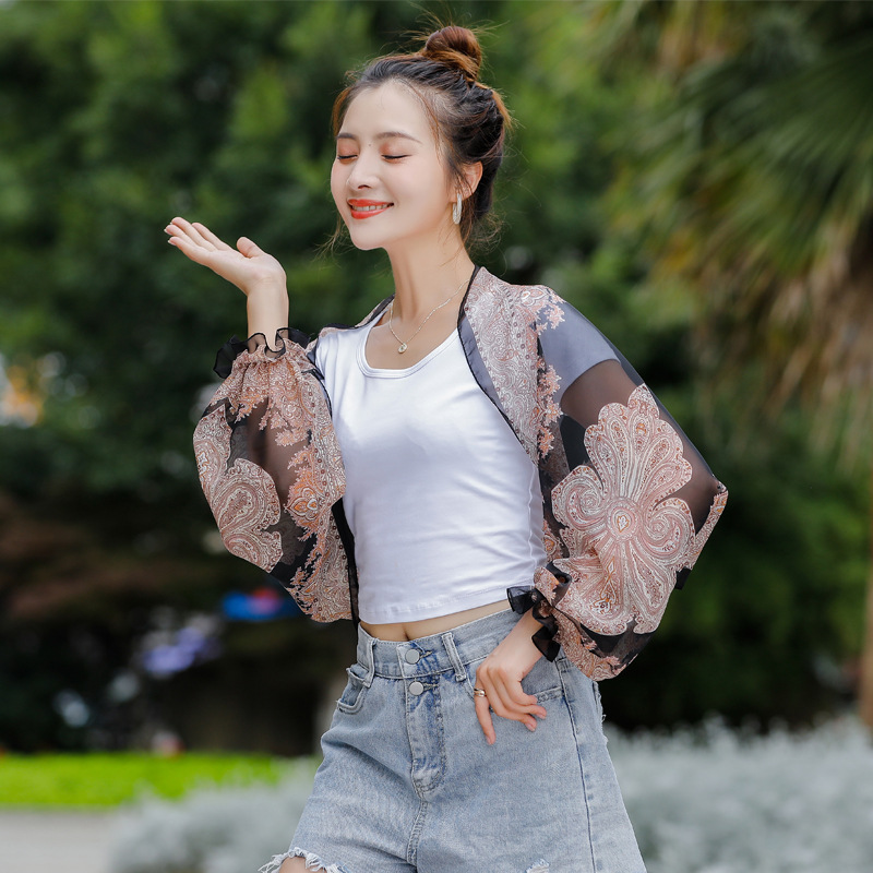 Summer New Multi-Use Chiffon Print Sun Protection Shawl Outdoor Cycling UV Protection Arm Sleeves