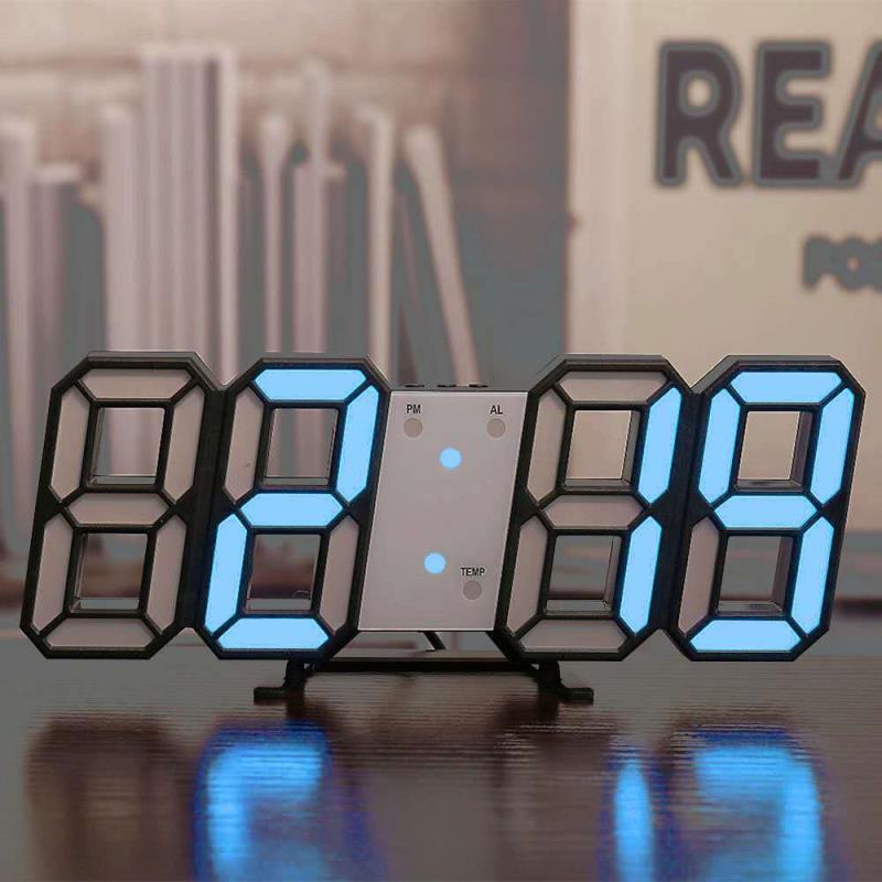3D digital clock, living room LED stereo wall clock, smart temperature clock, 8-character wall clock, electronic alarm clock