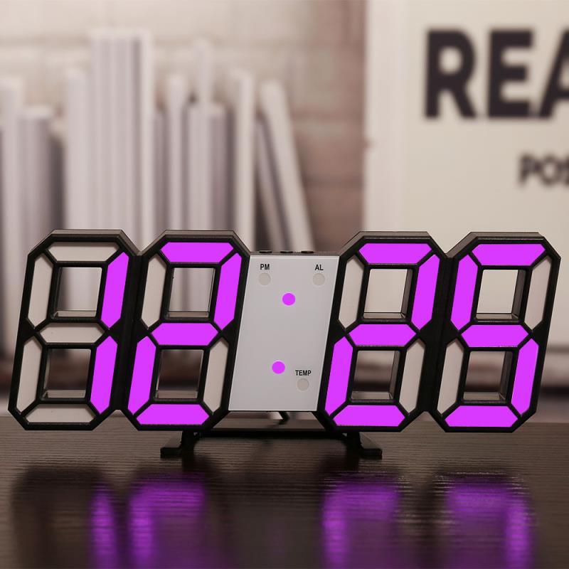 3D digital clock, living room LED stereo wall clock, smart temperature clock, 8-character wall clock, electronic alarm clock