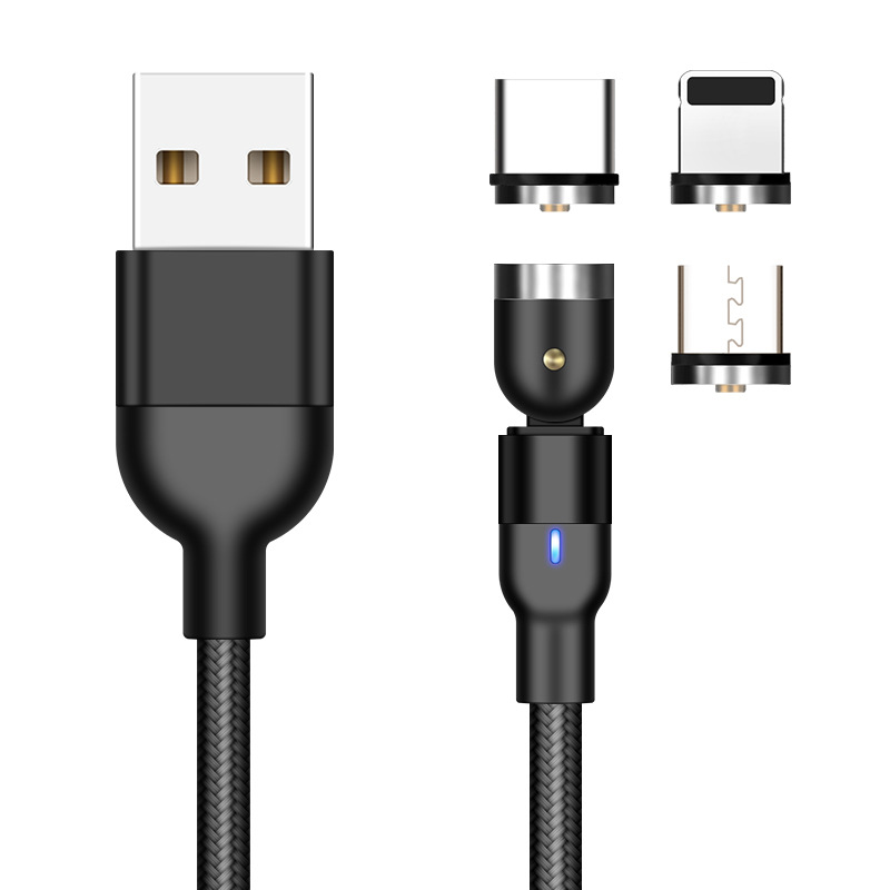 180-degree bent head magnetic gaming data cable strong magnetic charging cable for Apple Android Type-C