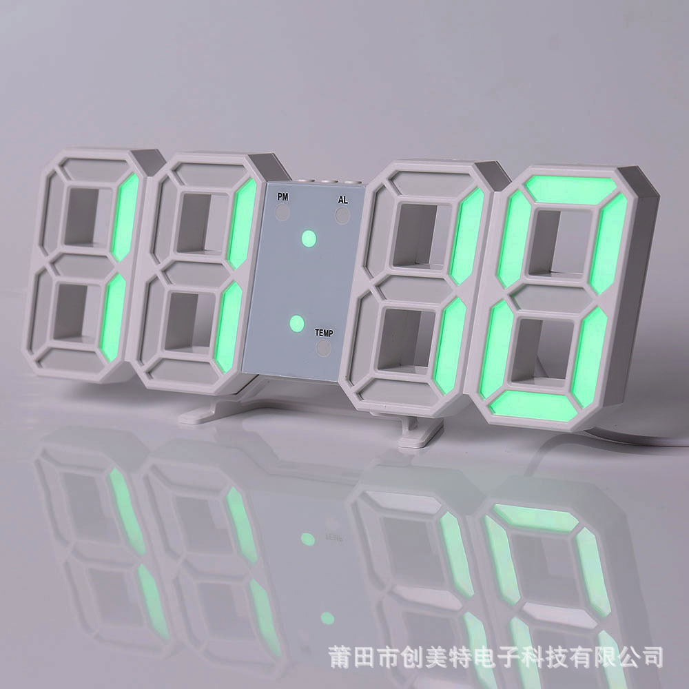 3D Clock Smart LED Digital Alarm Clock Electronic Clock Living Room Wall Clock Indoor Thermometer Alarm