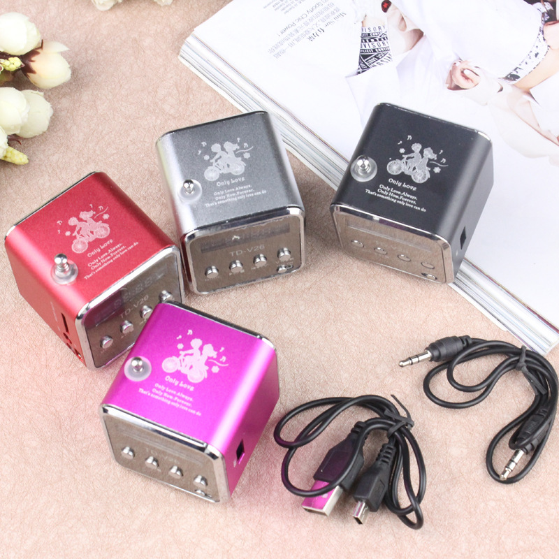 TD-V26 Portable Mini Bluetooth Speaker with Screen, Radio, MP3 Player, Speaker Card Slot