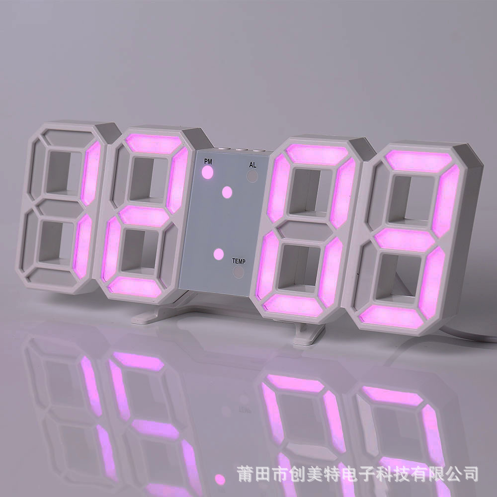 3D Clock Smart LED Digital Alarm Clock Electronic Clock Living Room Wall Clock Indoor Thermometer Alarm