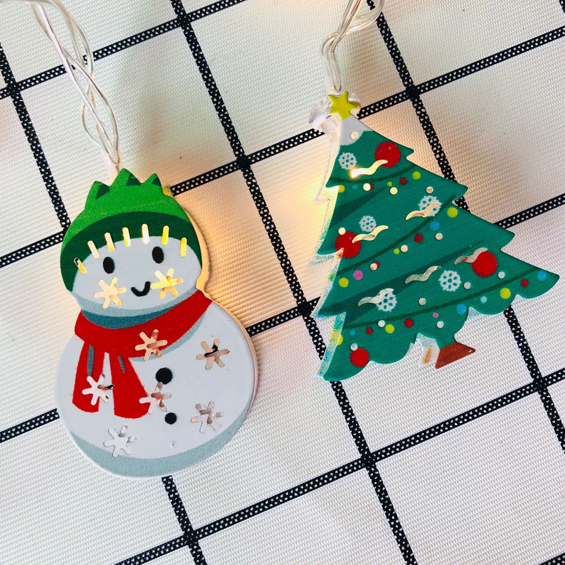New LED Santa Claus Snowman Light String Cane Christmas Tree Light String Sock Snowflake Decorative Lights USB Christmas Set
