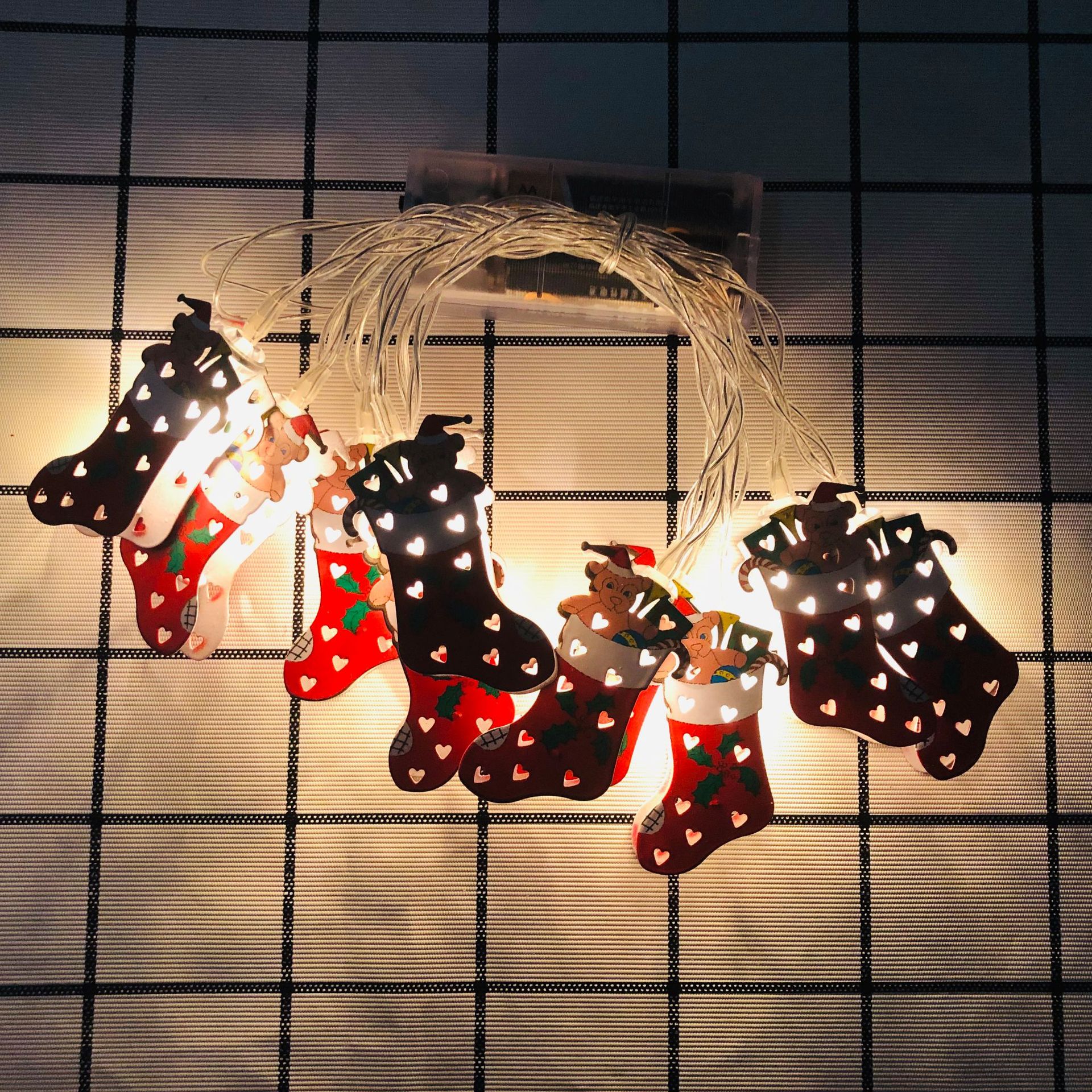 New LED Santa Claus Snowman Light String Cane Christmas Tree Light String Sock Snowflake Decorative Lights USB Christmas Set