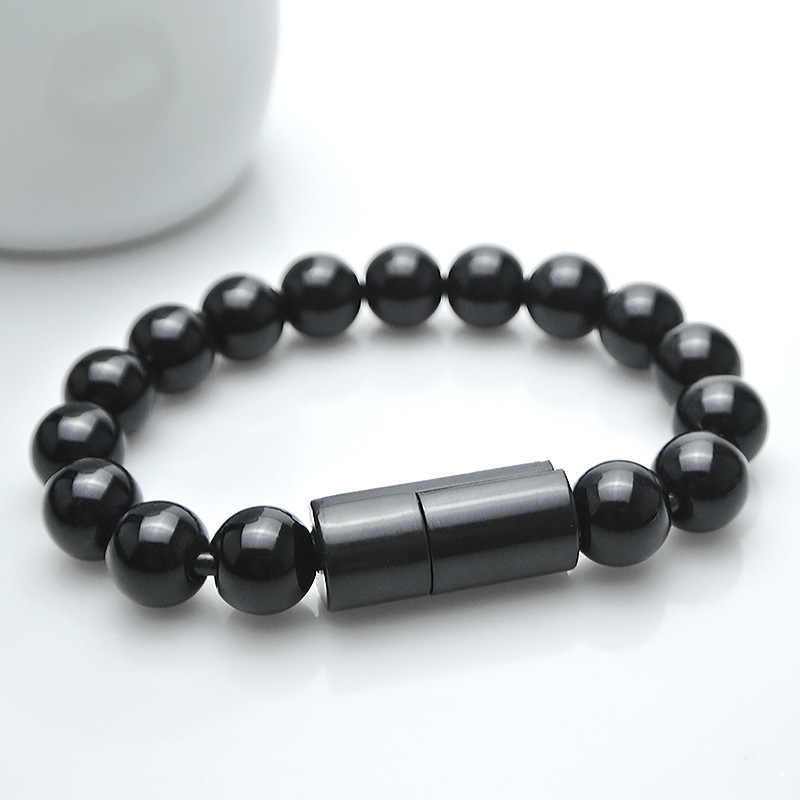 Data cable portable short bracelet-style Buddha bead charging cable for Apple Huawei Type-C Android universal