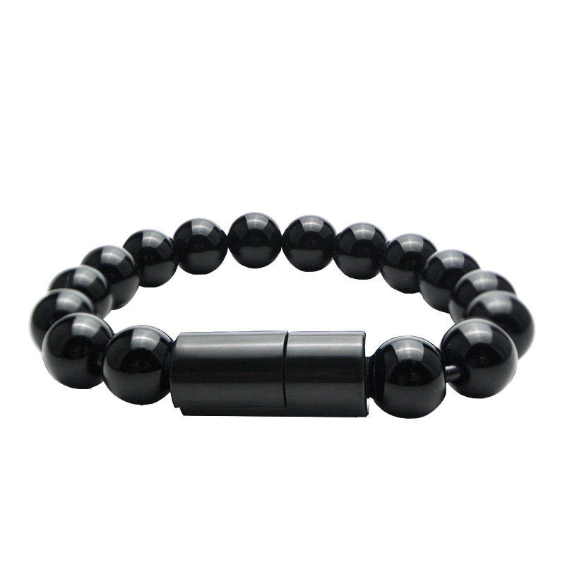 Data cable portable short bracelet-style Buddha bead charging cable for Apple Huawei Type-C Android universal