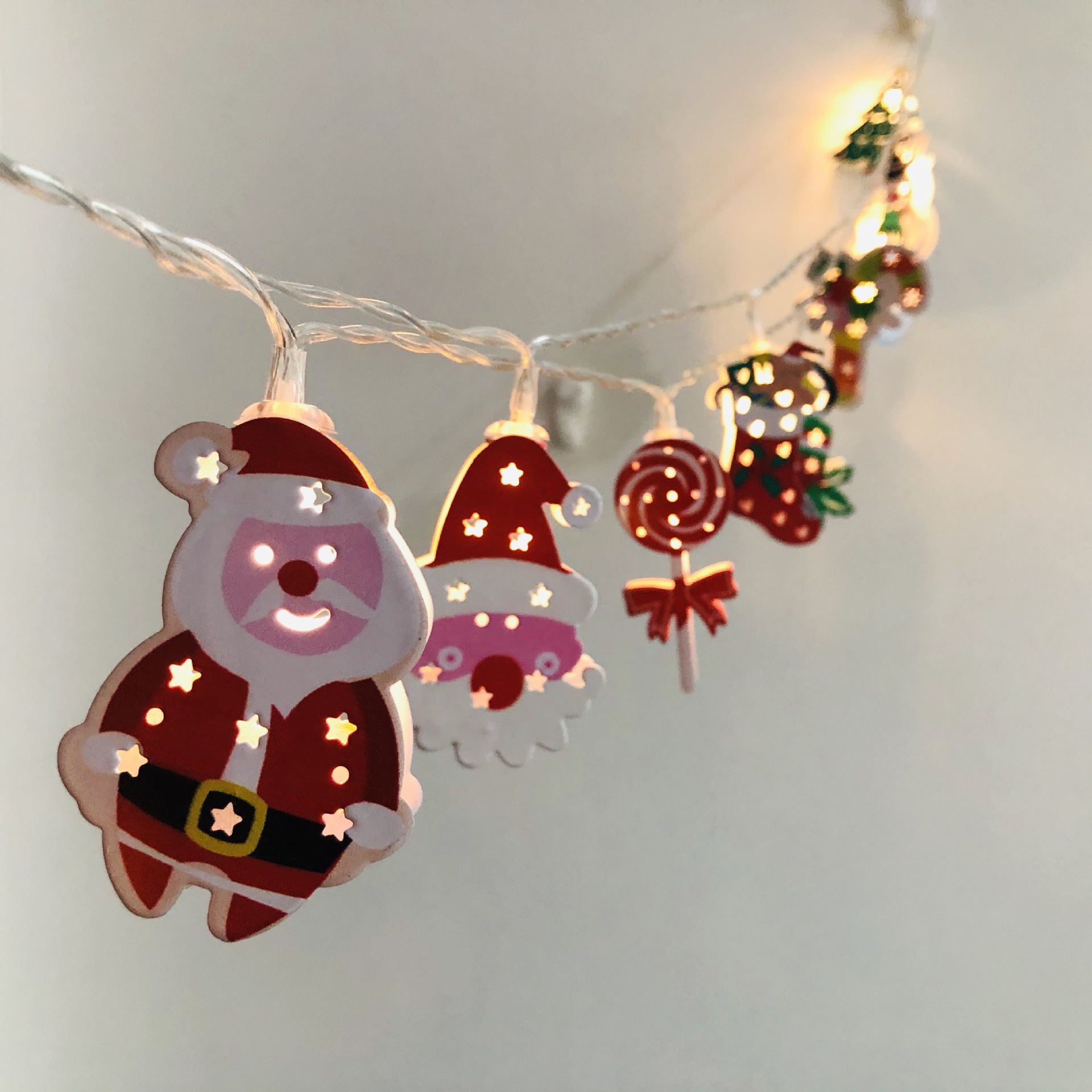 New LED Santa Claus Snowman Light String Cane Christmas Tree Light String Sock Snowflake Decorative Lights USB Christmas Set