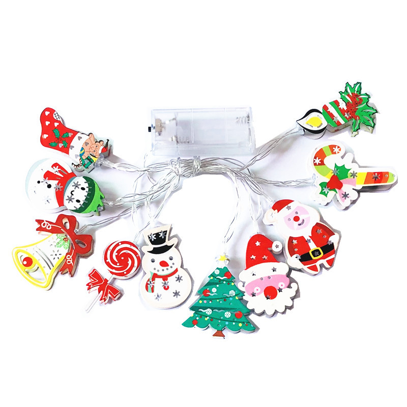 New LED Santa Claus Snowman Light String Cane Christmas Tree Light String Sock Snowflake Decorative Lights USB Christmas Set