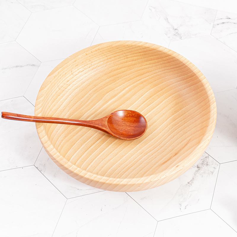 Beech Wood Round Wooden Plate Beech Wood Fruit Tray Snack Tray Wooden Plate Salad Bowl