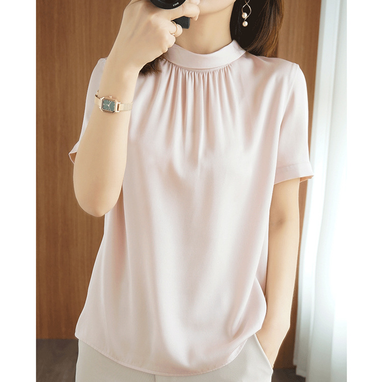2026 Summer New S312 Silk Top Women 19 Momme Silk Stretch Satin Blouse Shirt