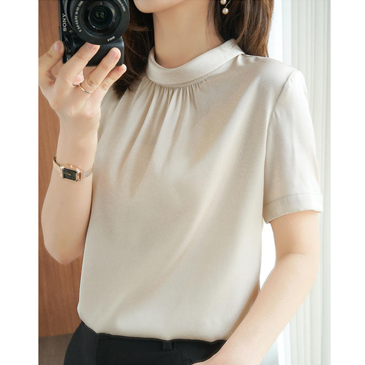2026 Summer New S312 Silk Top Women 19 Momme Silk Stretch Satin Blouse Shirt