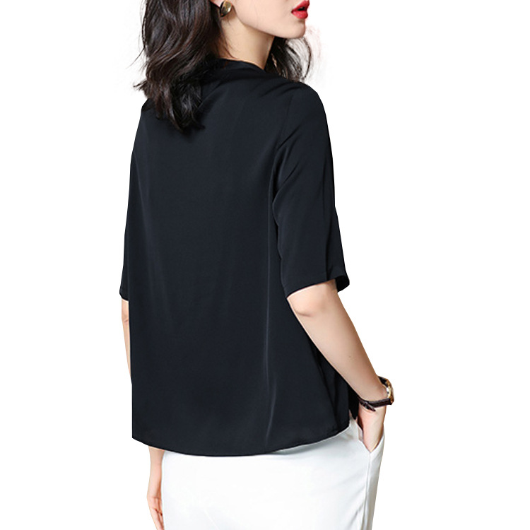 2026 Summer New S311 Half Sleeve Blouse 19 Momme Silk Stretch Satin Five-Quarter Sleeve Shirt Women