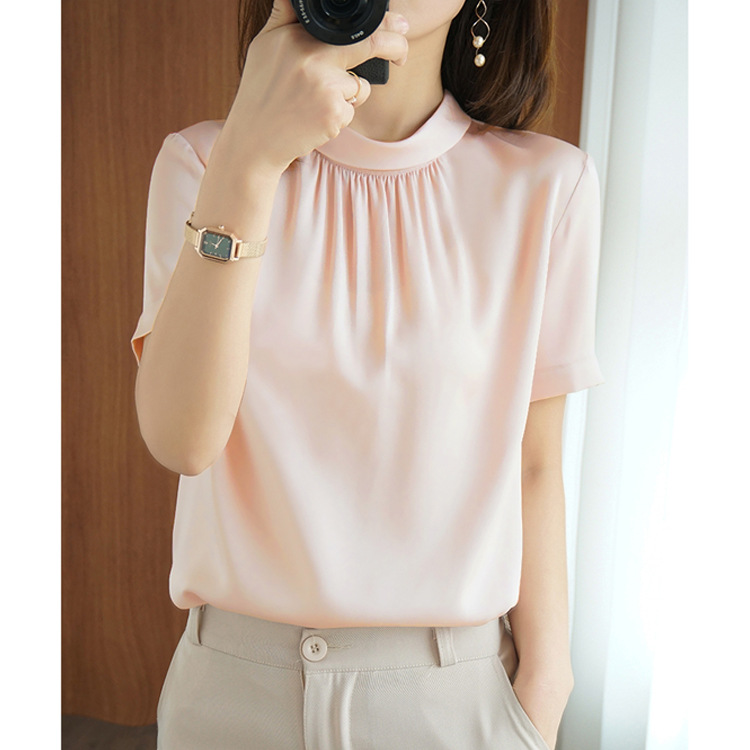 2026 Summer New S312 Silk Top Women 19 Momme Silk Stretch Satin Blouse Shirt