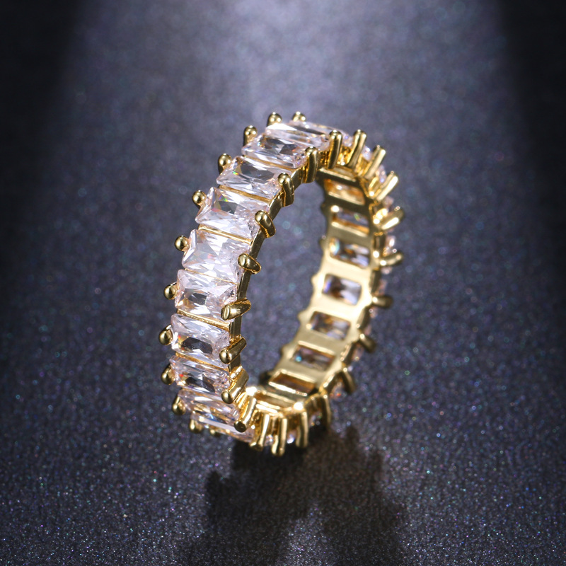 Square zirconia ring, single finger ring