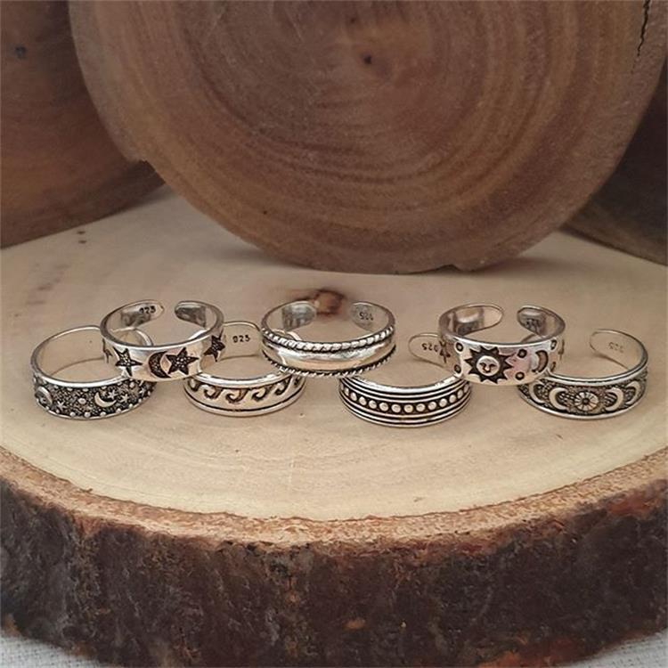 Mayili Accessories New Yiwu Summer Beach Alloy 7-Piece Open Toe Ring Set